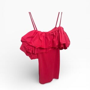 Boho Off Shoulder Mini Dress Ruffle Neck Cottagecore Festival Medium Zara